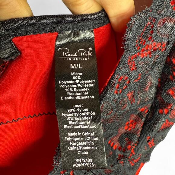 Red & Black Lace Lingerie Cami Top M/L Rene Rofe | Gothic Dark Feminine Y2K - Picture 7 of 7